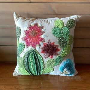 Pier 1 Beaded Cactus Accent Pillow